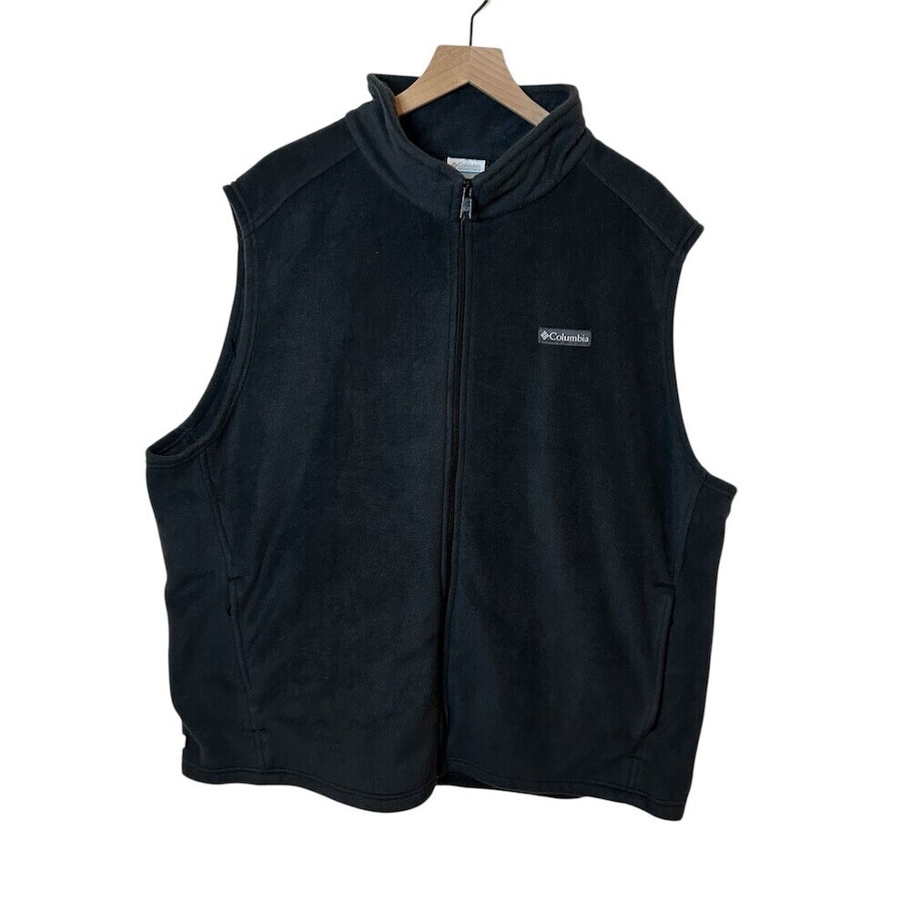 Columbia Steens Mountain Black Gray Fleece Vest Men's 3XL Full Zip Comfort